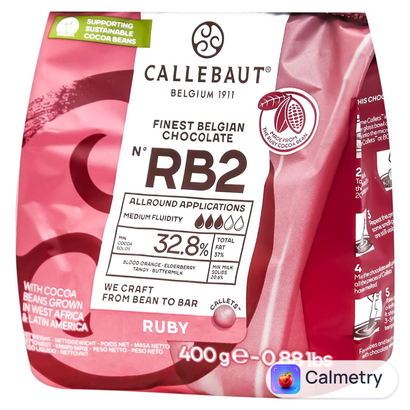 Шоколад молочний Callebaut Ruby 32,8% 400г