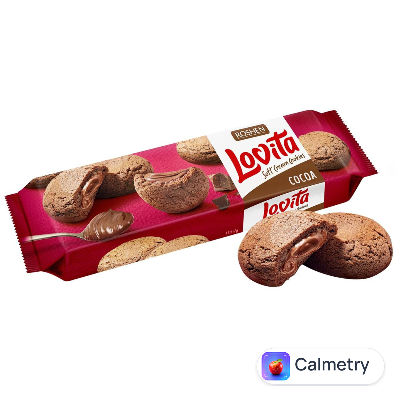 Печиво Roshen Lovita Soft Cream Cookies Choco з начинкою з какао 127г — фото продукту