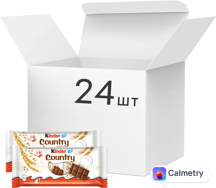 Упаковка молочного шоколаду Kinder Country з молочно-злаковою начинкою 94 г х 24 шт
