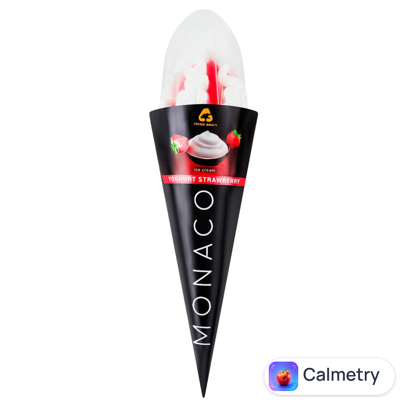 Морозиво Три Ведмеді Мonaco Cookies Yogurt-strawberry в цукровому ріжку 140г