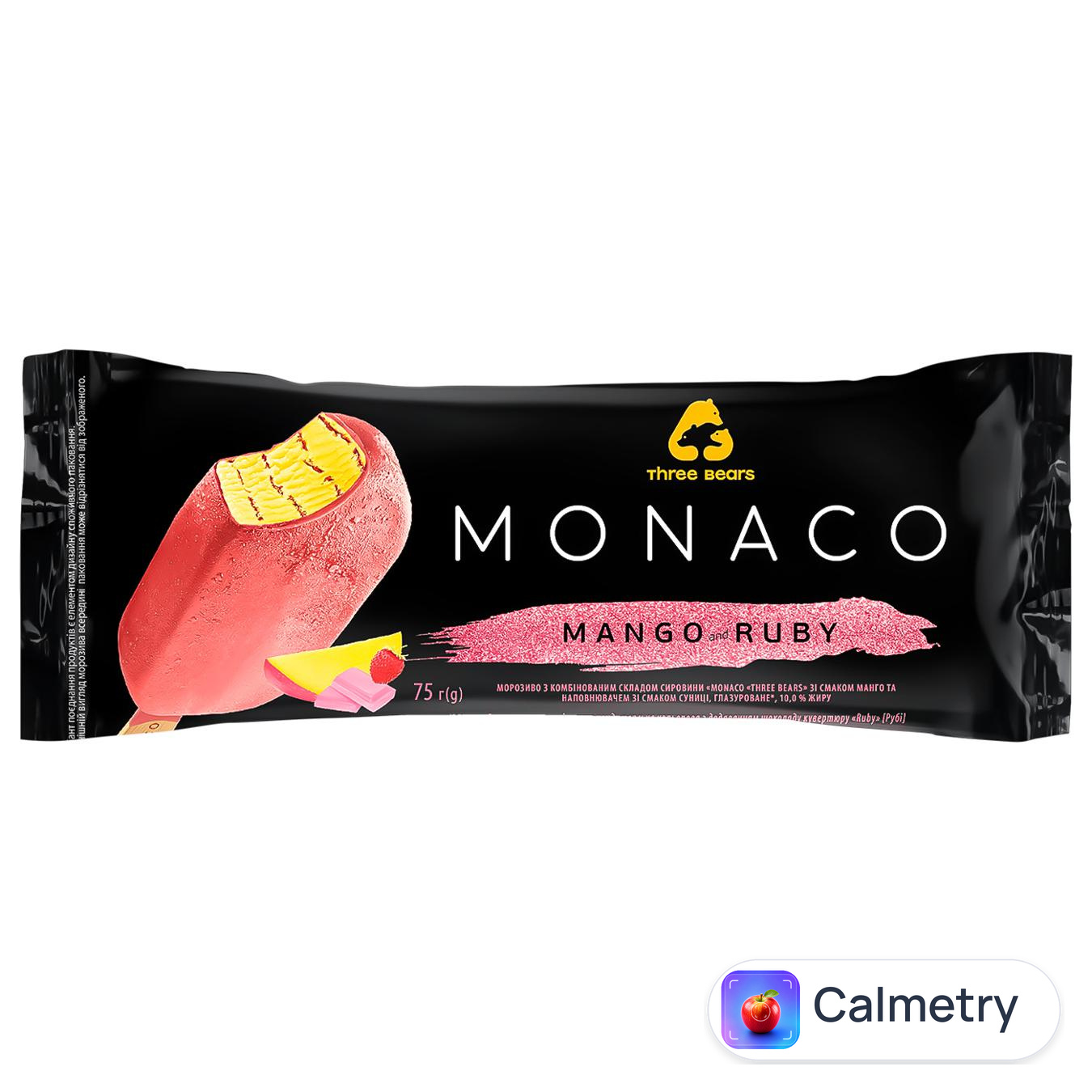 Морозиво Три Ведмеді Monaco манго-суниця глазуроване 80г
