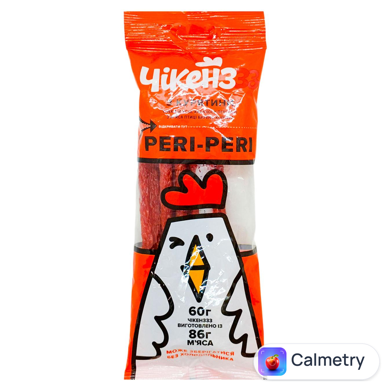 Снеки м'ясні Дмитрук Чікenzzz Peri-Peri з м'яса птиці варено-копчені 60г — фото продукту