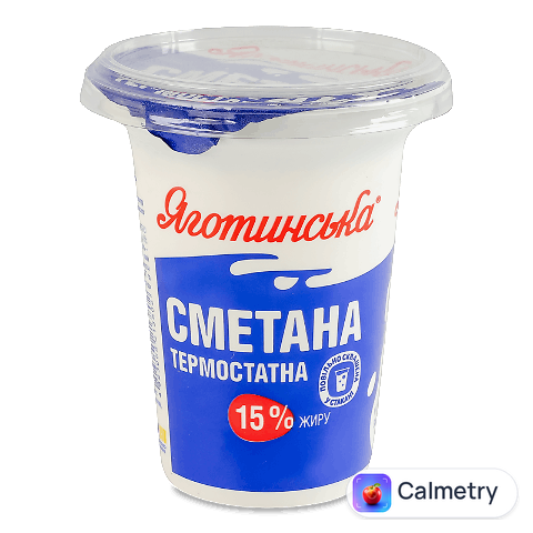 Сметана Яготинська термостатна 15% стакан, 300г