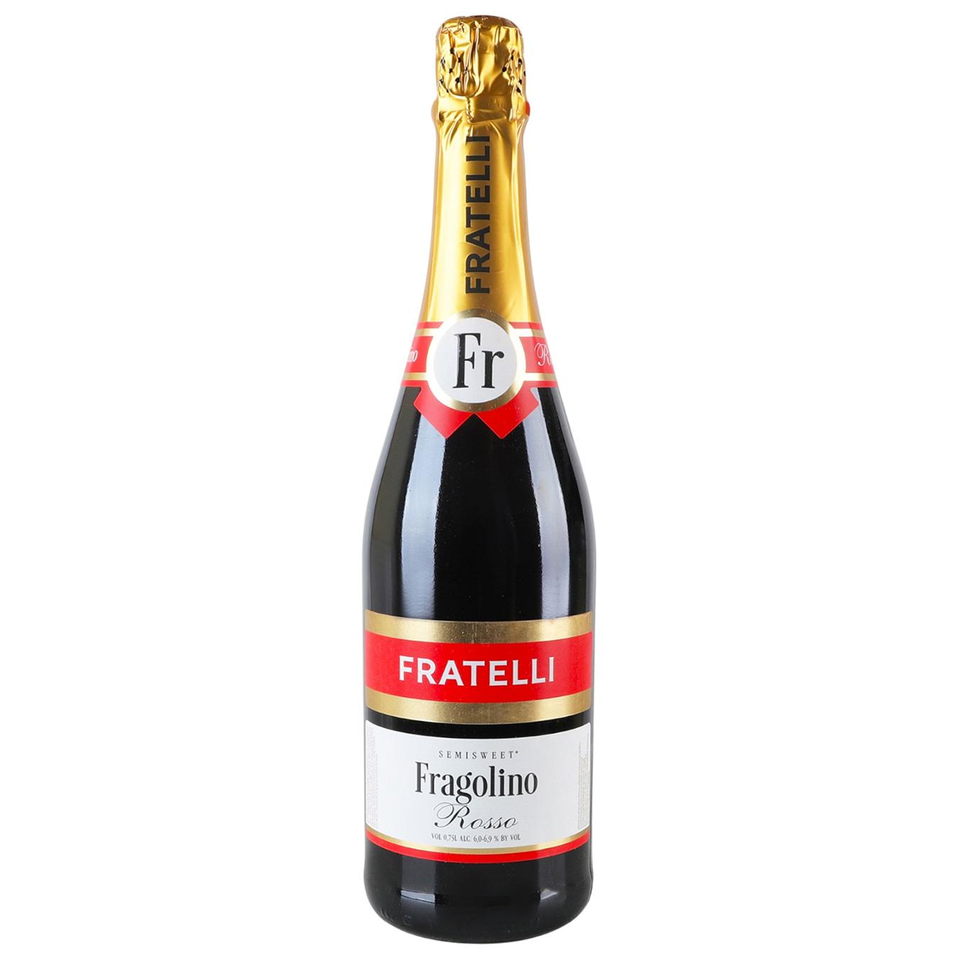 Напій винний ігристий Fratelli Fragolino Rosso червоний напівсолодкий 6-6,9% 0,75л — фото продукту