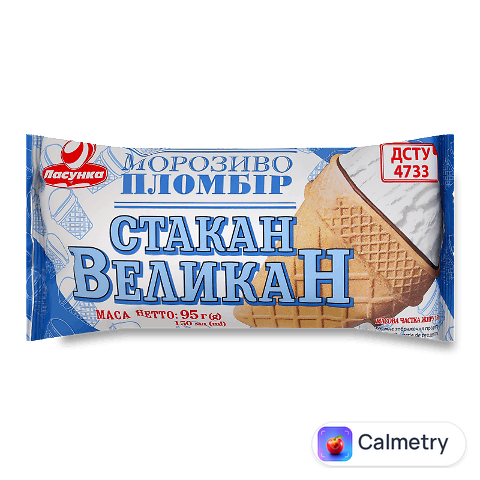 Морозиво Ласунка Стакан Великан пломбір 15%, 95г