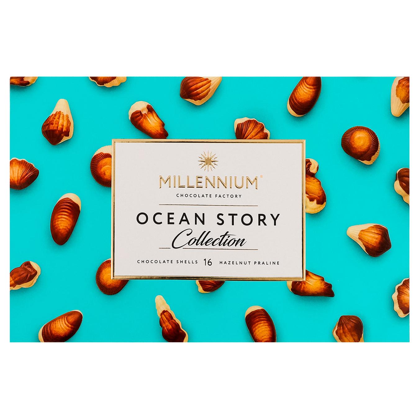Цукерки Millennium Ocean Story шоколадні з горіховим праліне 170г — фото продукту