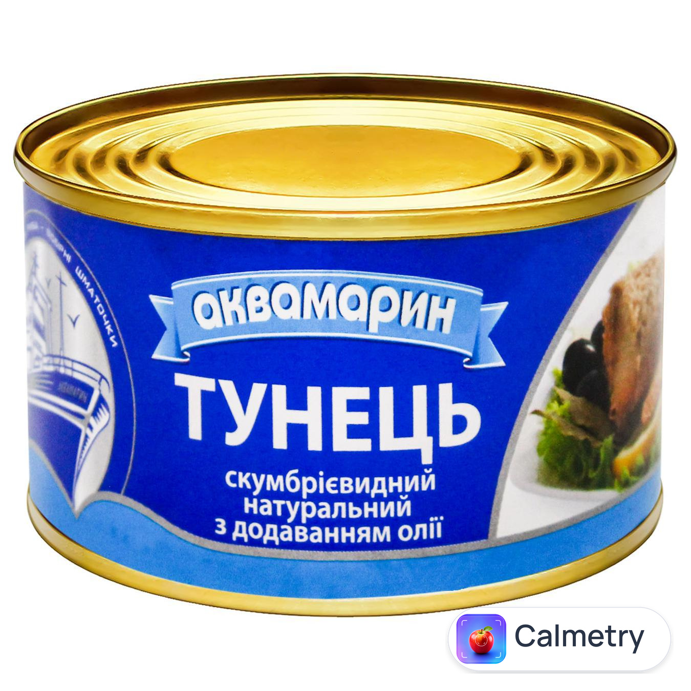 Тунець Аквамарин натуральний з додаванням олії 230г — фото продукту