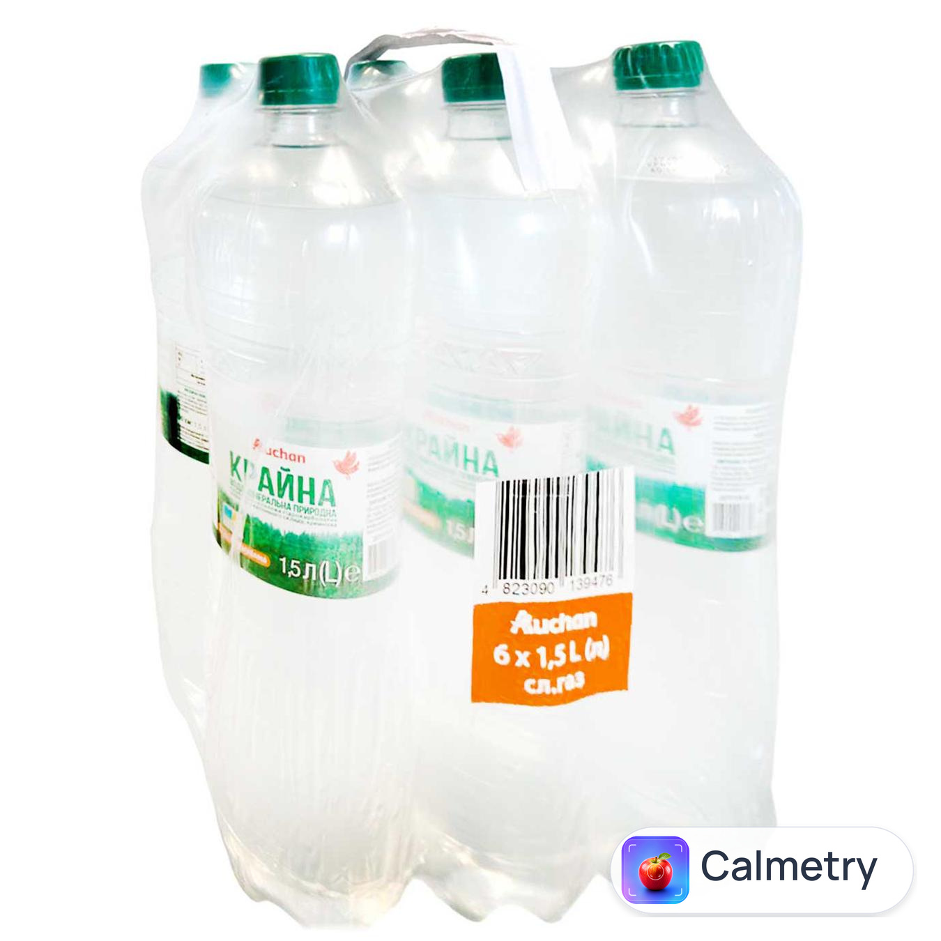Вода мінеральна Auchan Крайна слабогазована 1,5л x 6шт