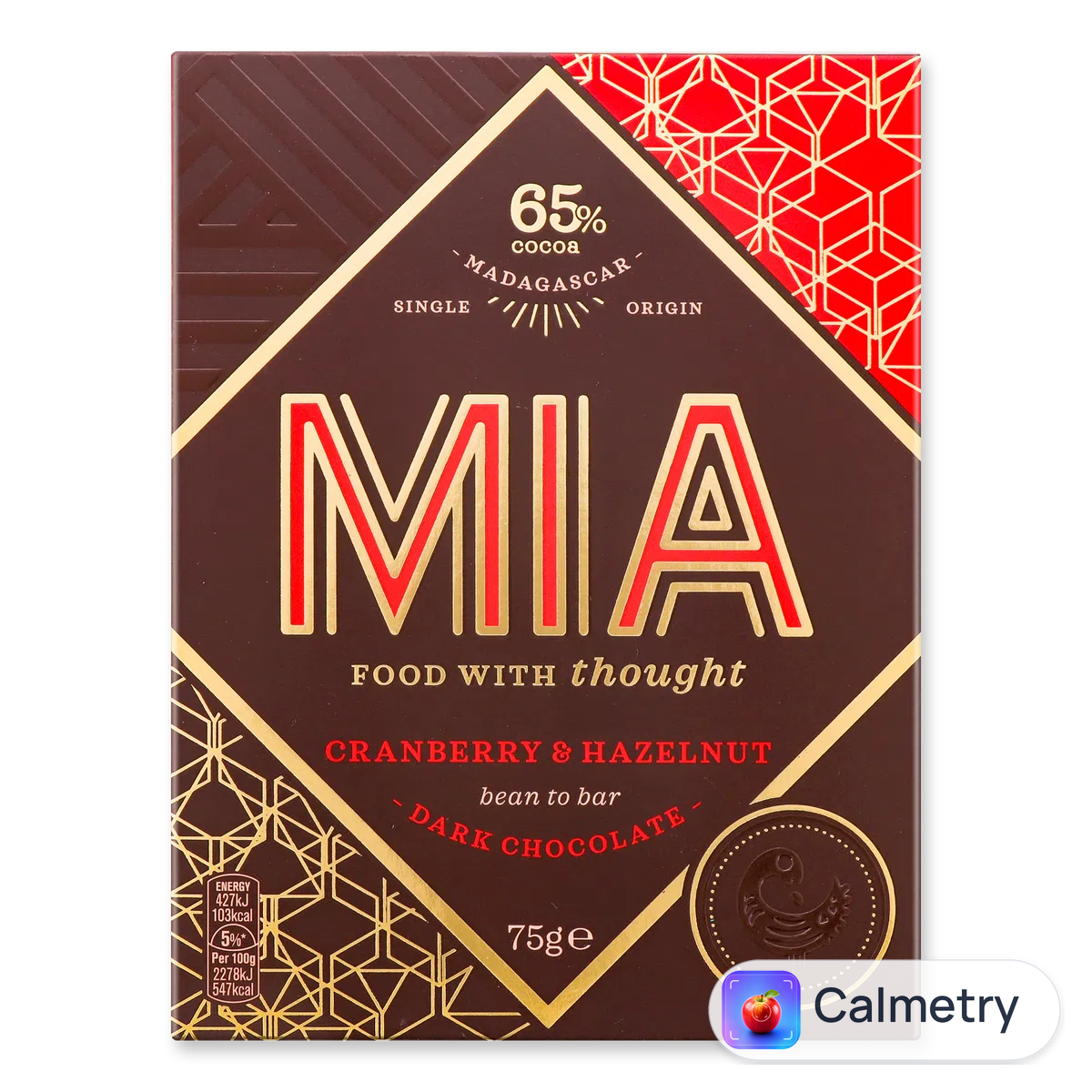 Шоколад чорний MIA з журавлиною і фундуком 65% 75г