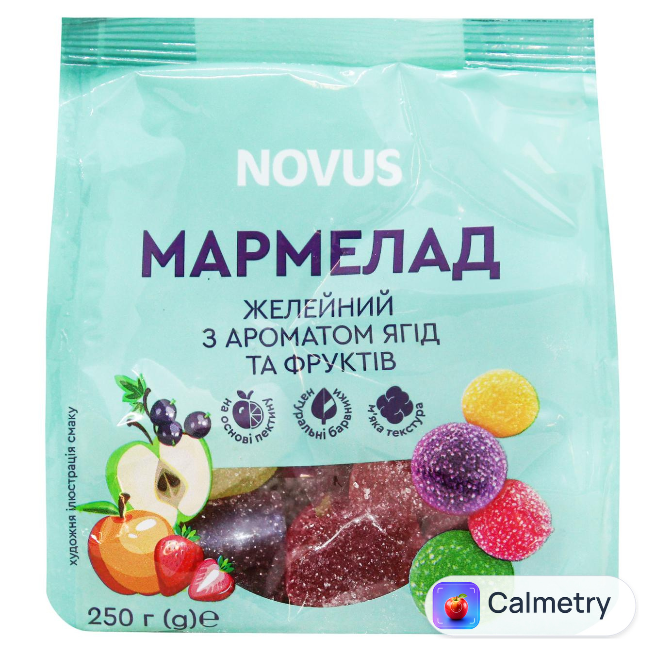 Мармелад Novus з ароматом ягід та фруктів 250г — фото продукту