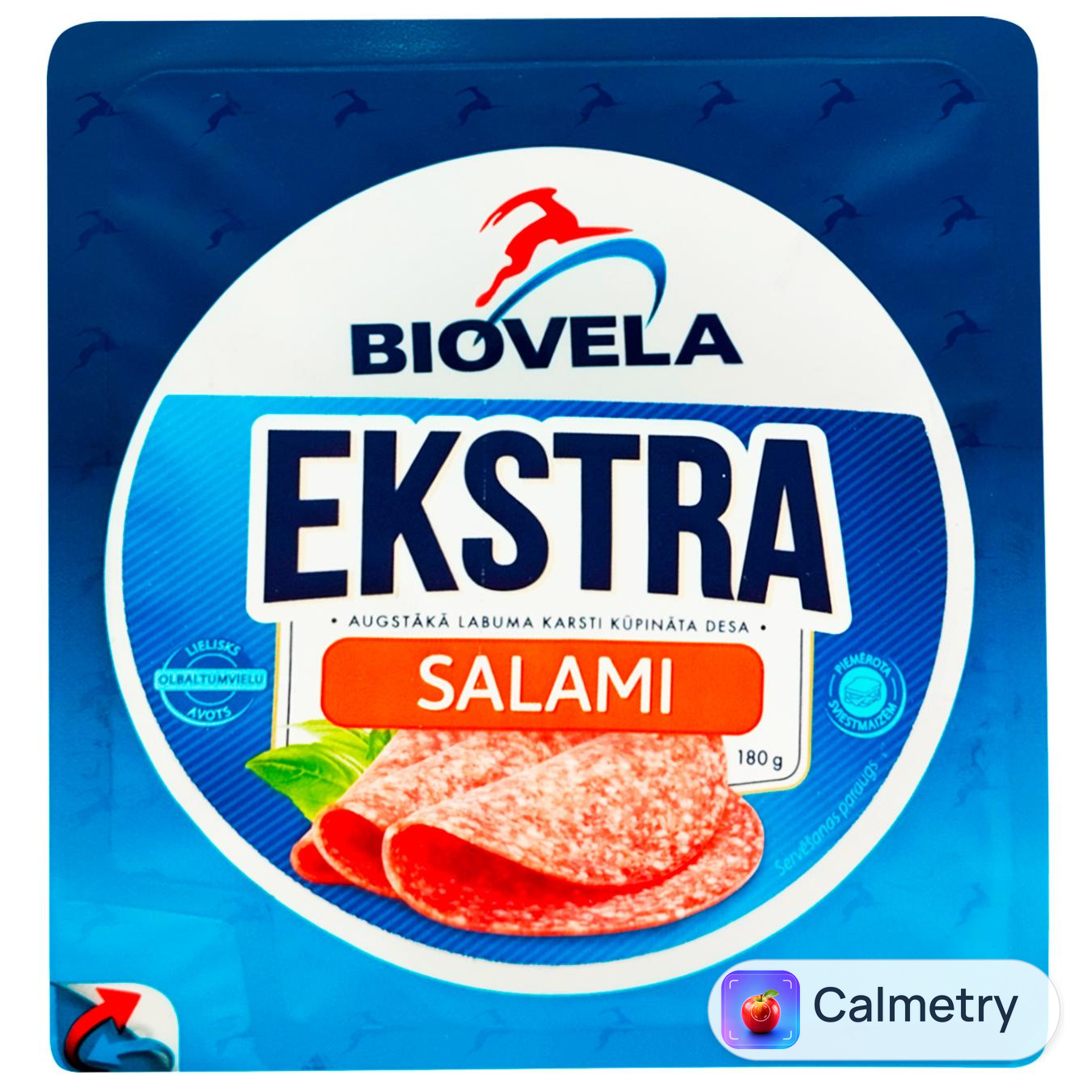 Ковбаса Biovela Салямі Екстра напівкопчена нарізка 180г — фото продукту