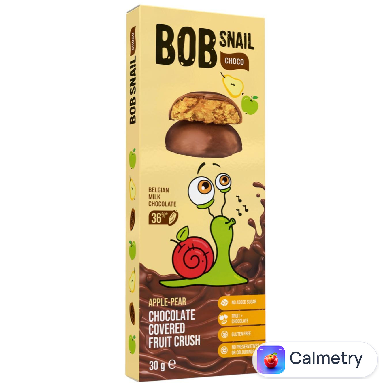 Цукерки Bob Snail яблучно-грушеві в молочному шоколаді 30г