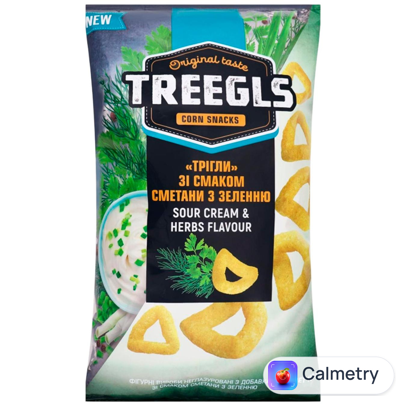 Снеки кукурудзяні Treegls зі смаком сметани з зеленню 150г — фото продукту