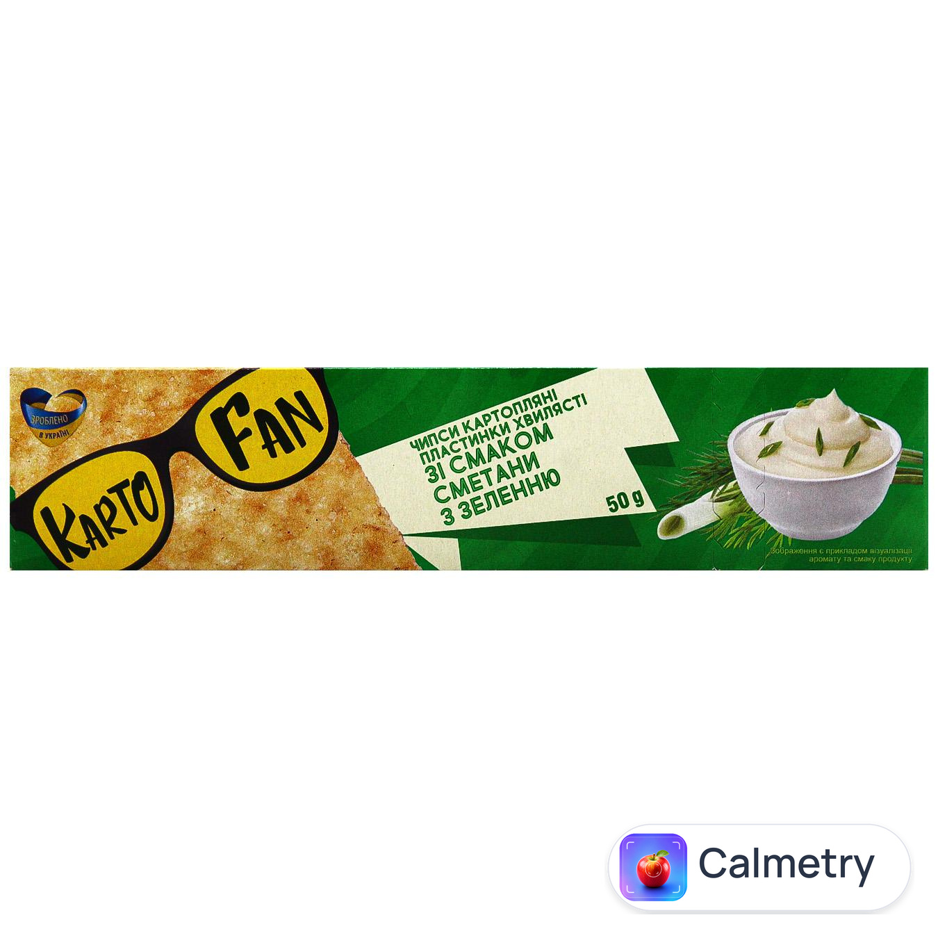 Чипси KartoFun пластинки хвилясті зі смаком сметани із зеленню 50г — фото продукту