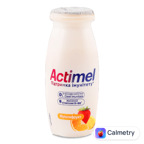 Продукт кисломолочний Actimel мультифрукт 1,4%, пляшка, 100г