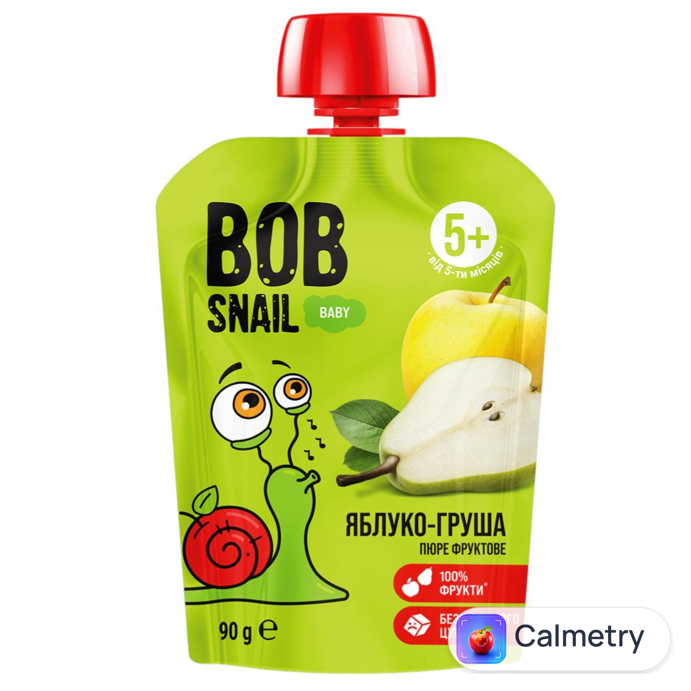 Пюре Snail Bob яблуко-груша 90г — фото продукту