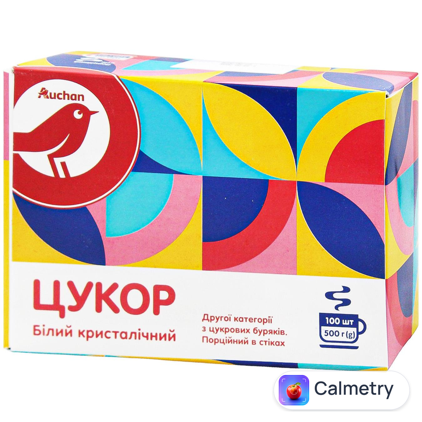 Цукор Auchan білий кристалічний в стіках 100шт 500г
