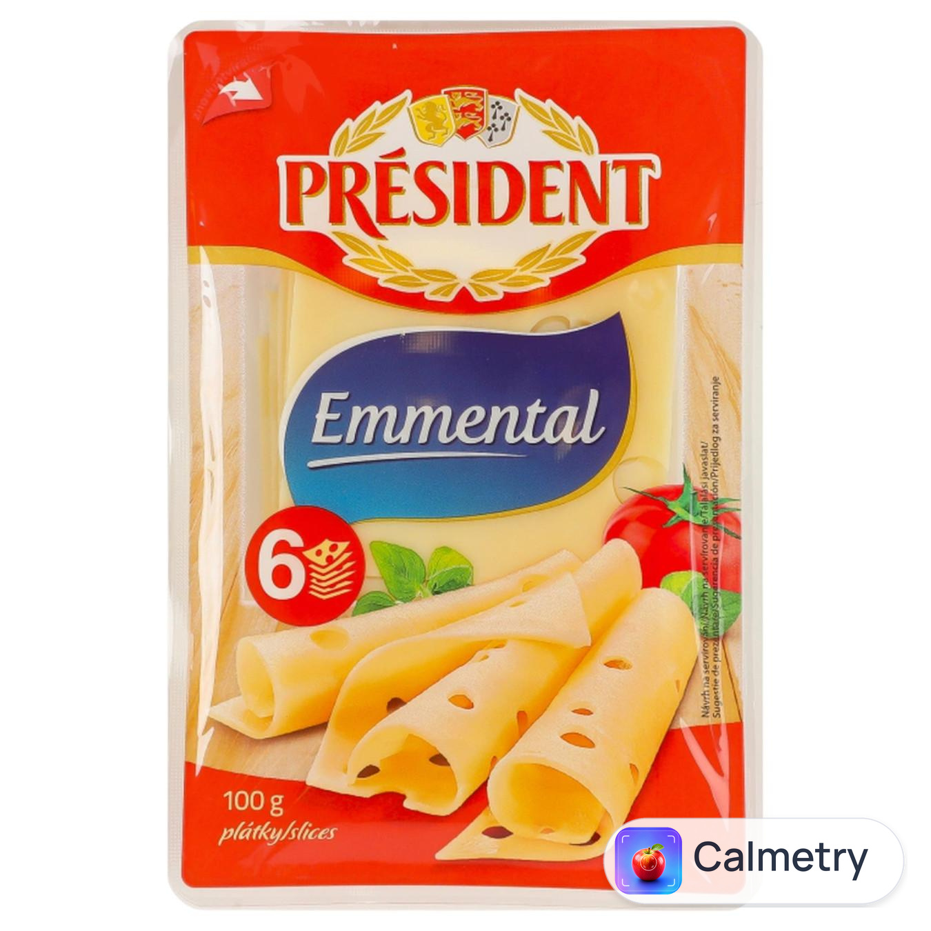 Сир President Емменталь твердий скибочки 45%