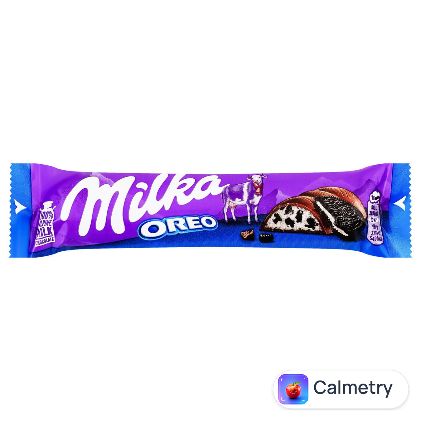 Шоколад молочний Milka з кремовою начинкою та шматочками печива Oreo 37г — фото продукту