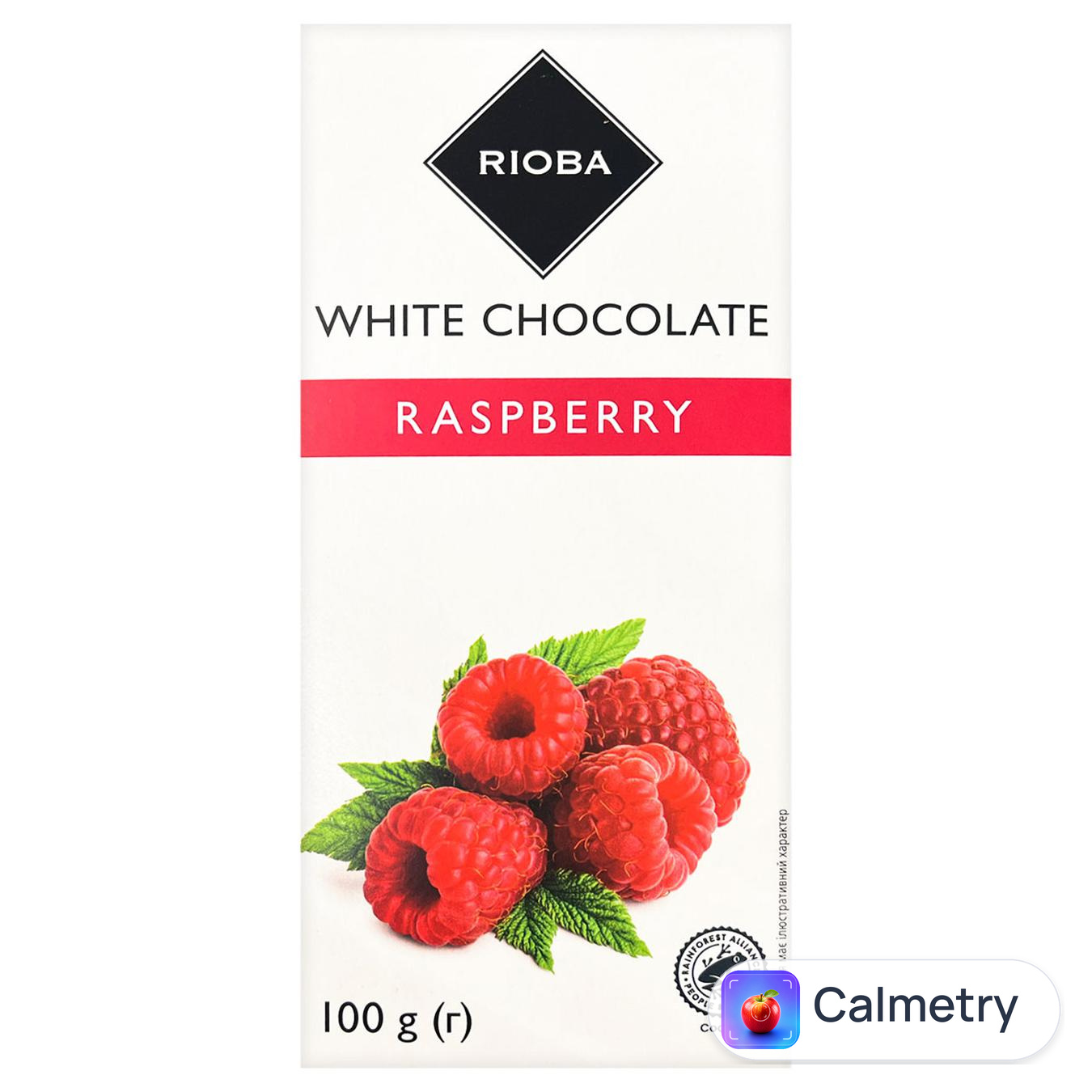 Шоколад білий Rioba зі шматочками малини 100г