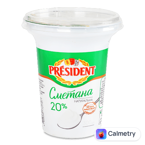 Сметана President 20% стакан, 300г