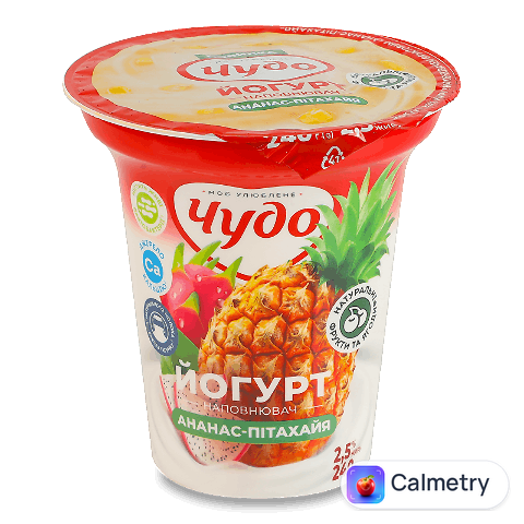 Йогурт Чудо Ананас пітахая 2,5% стакан, 240г