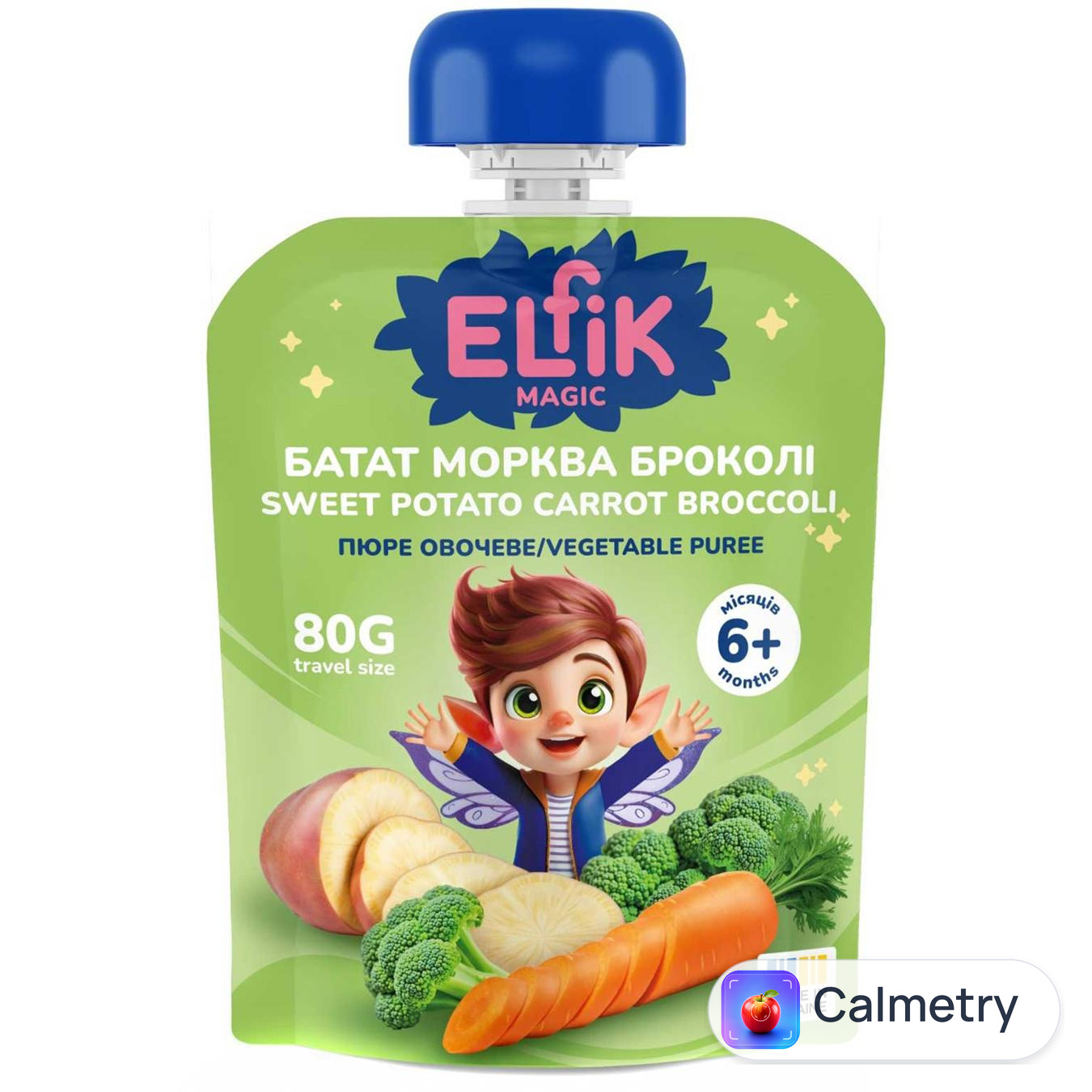 Пюре овочеве Elfik Magic Батат-морква-броколі 80г — фото продукту