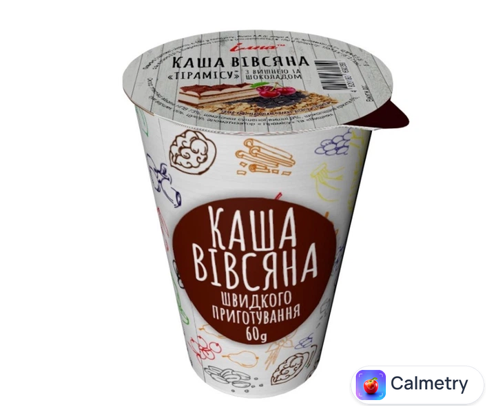 Упаковка каша вівсяна Ілна "Тірамісу" з вишнею та шоколадом 60 г