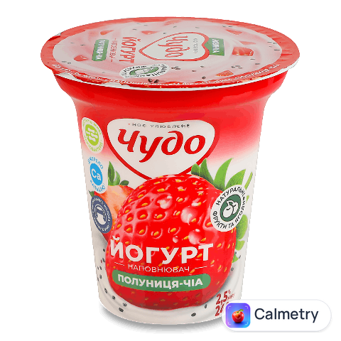 Йогурт Чудо Полуниця-чіа 2,5%, стакан, 240г
