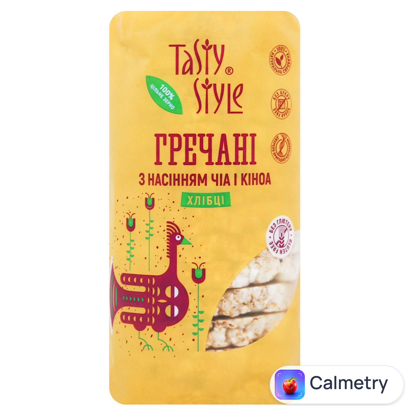 Хлібці Tasty Style гречані з насінням чіа і кіноа 100г — фото продукту