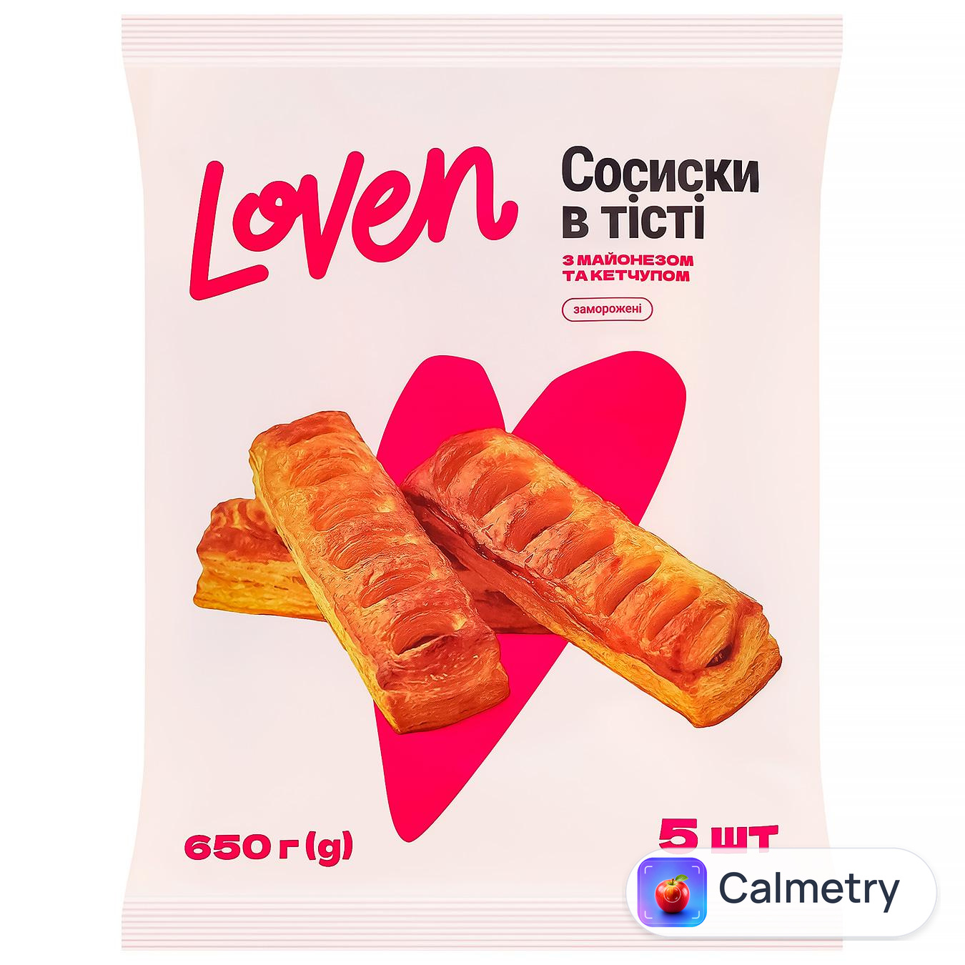 Сосиски в тісті Loven з майонезом та кетчупом заморожені 650г — фото продукту