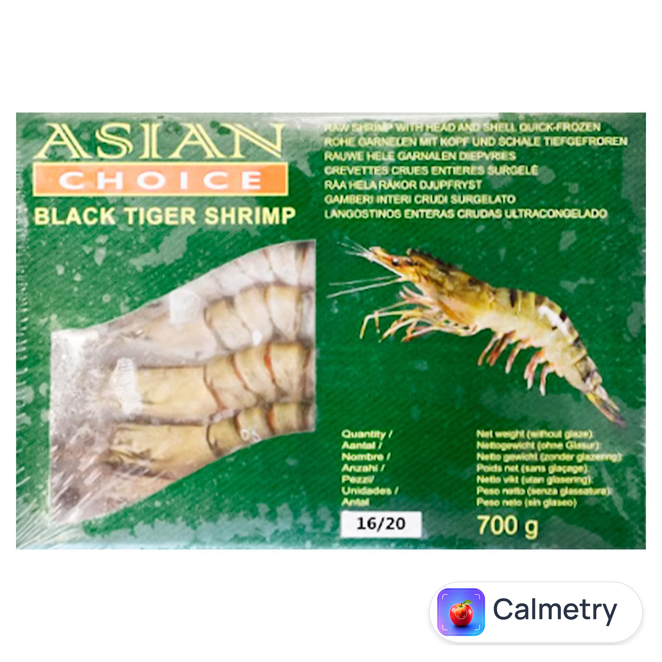 Креветки Asian Choice чорні тигрові з головою швидкозаморожені 16/20 700г