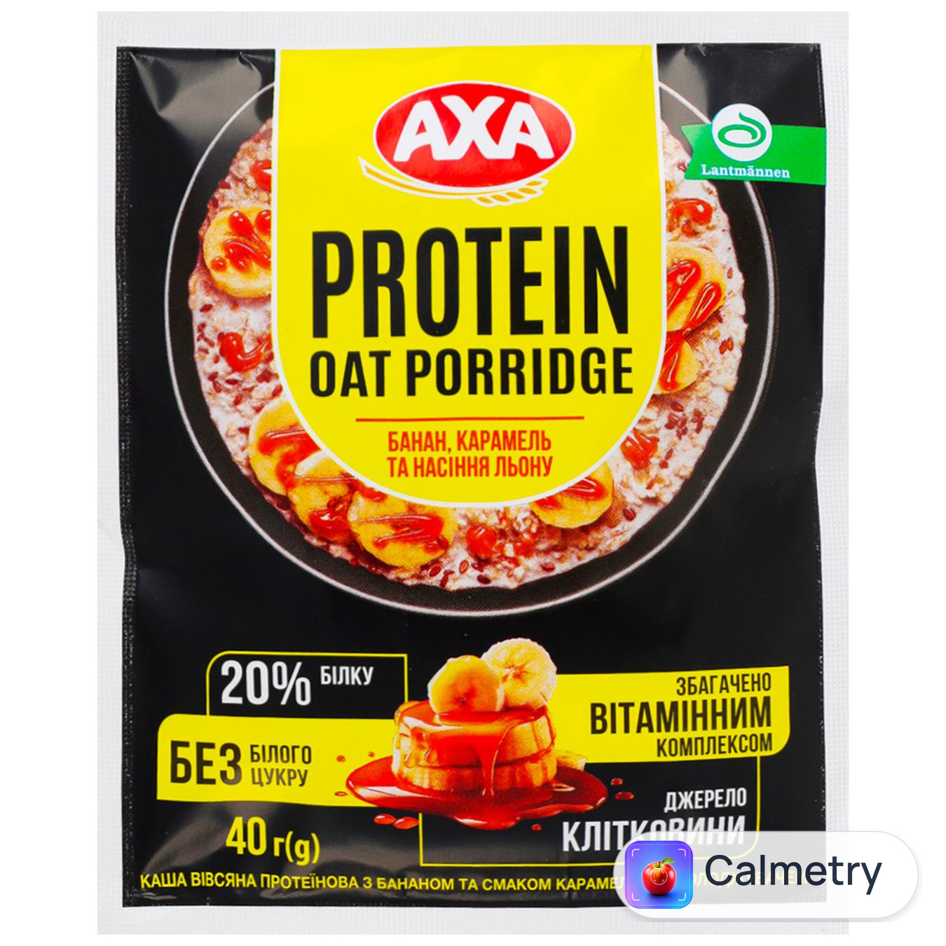 Каша вівсяна Аха Protein банан та смак карамелі з підсолоджувачем 40г — фото продукту