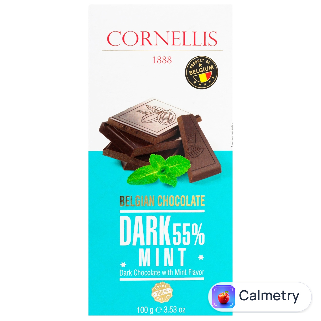 Шоколад чорний Cornellis зі смаком м'яти 55% 100г