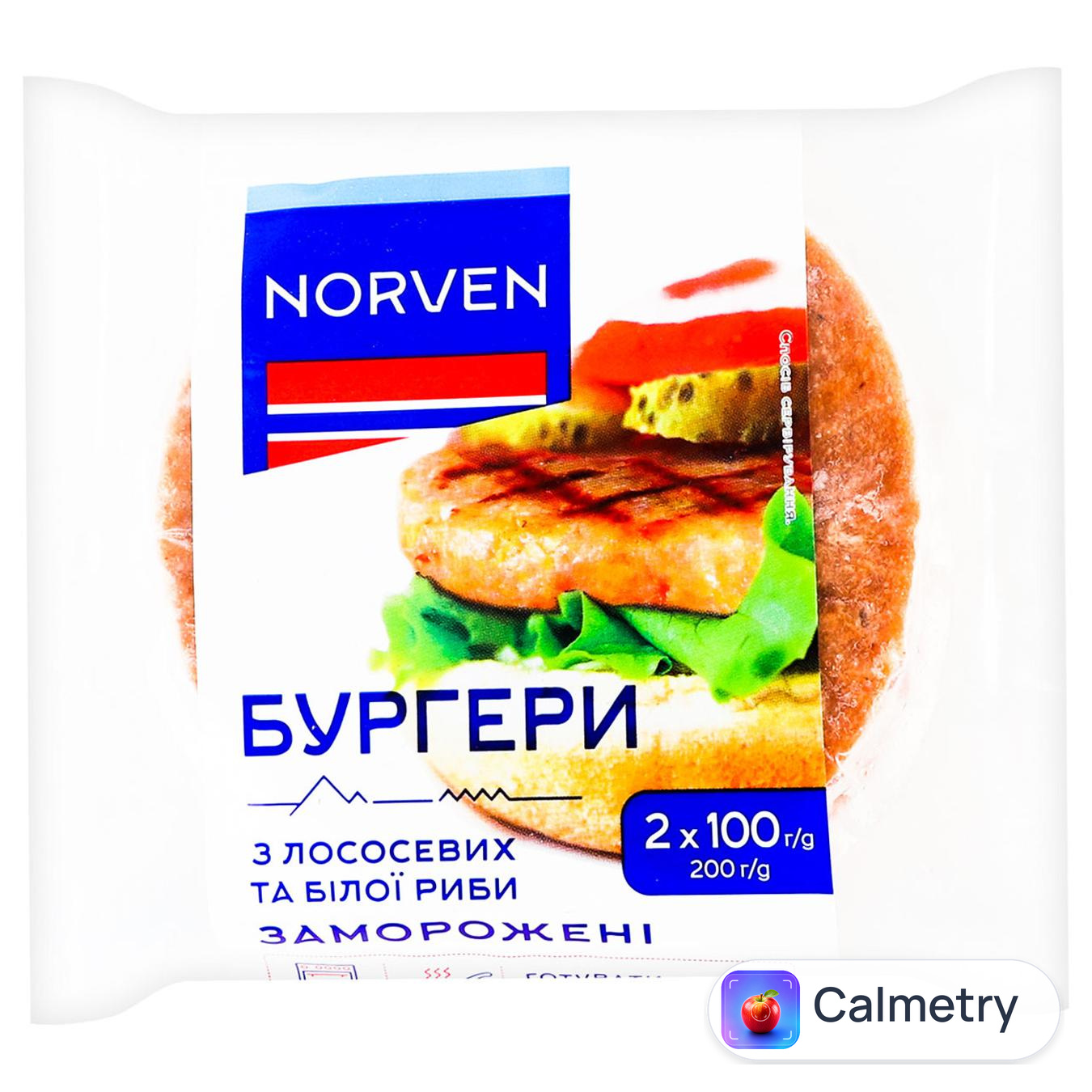 Котлети для бургера Norven з лососевих та білої риби заморожені 200г