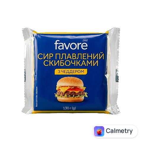 Сир плавлений Favore з сиром Чеддер скибочками 40%, 130г