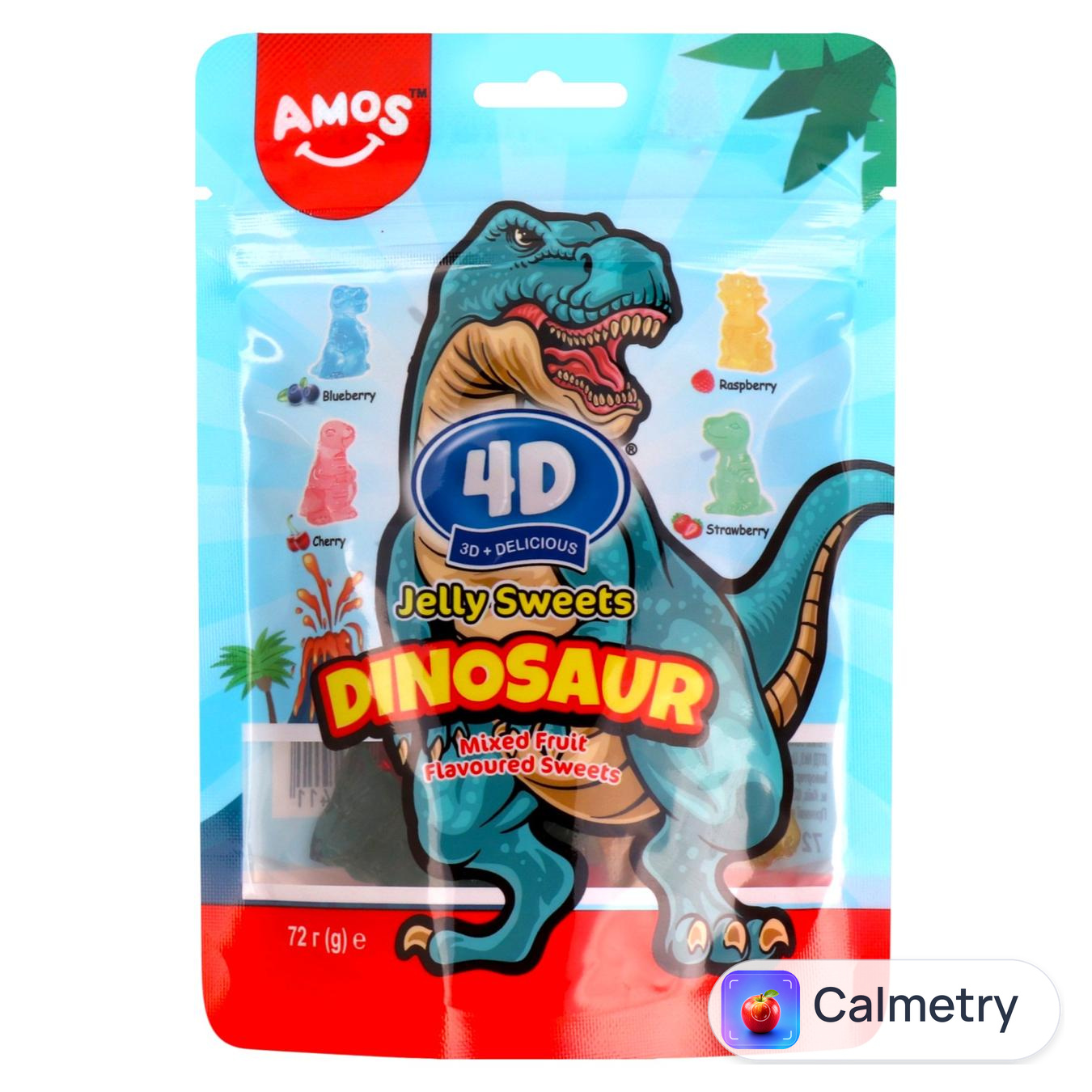 Цукерки Amos 4D Gummy Динозавр желейні 72г
