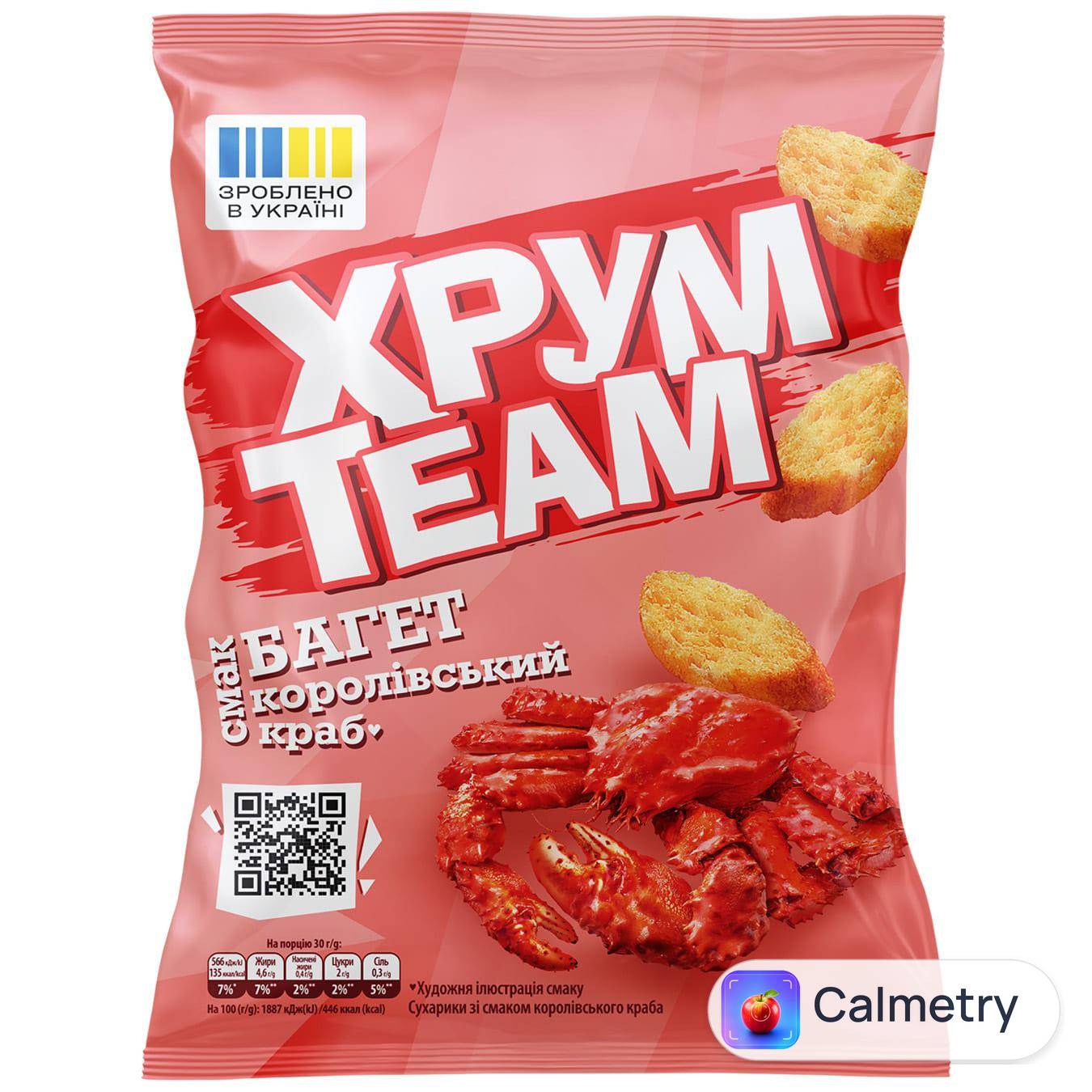 Сухарі Хрум Team Багет зі смаком королівського краба 55г — фото продукту