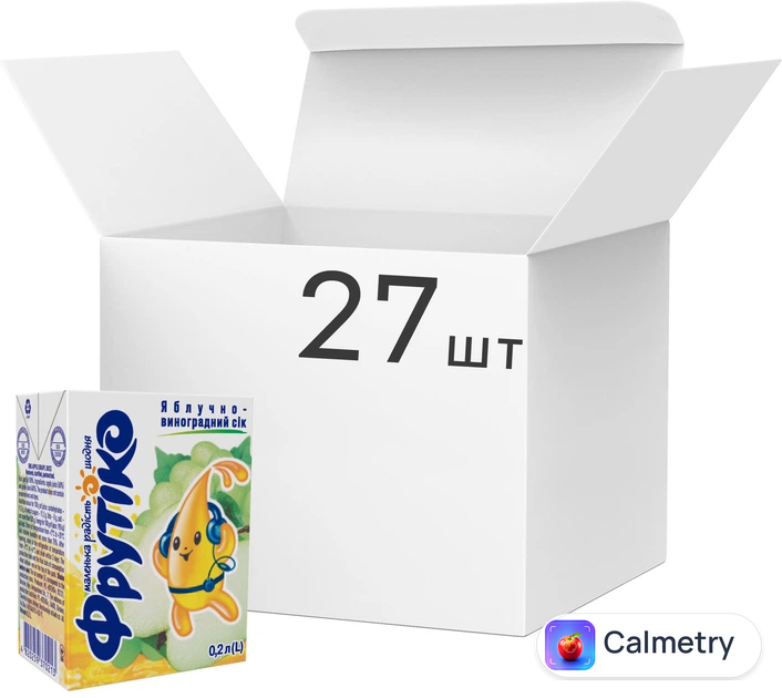 Упаковка соку Фрутіко Яблучно-виноградного 0.2 л х 27 шт