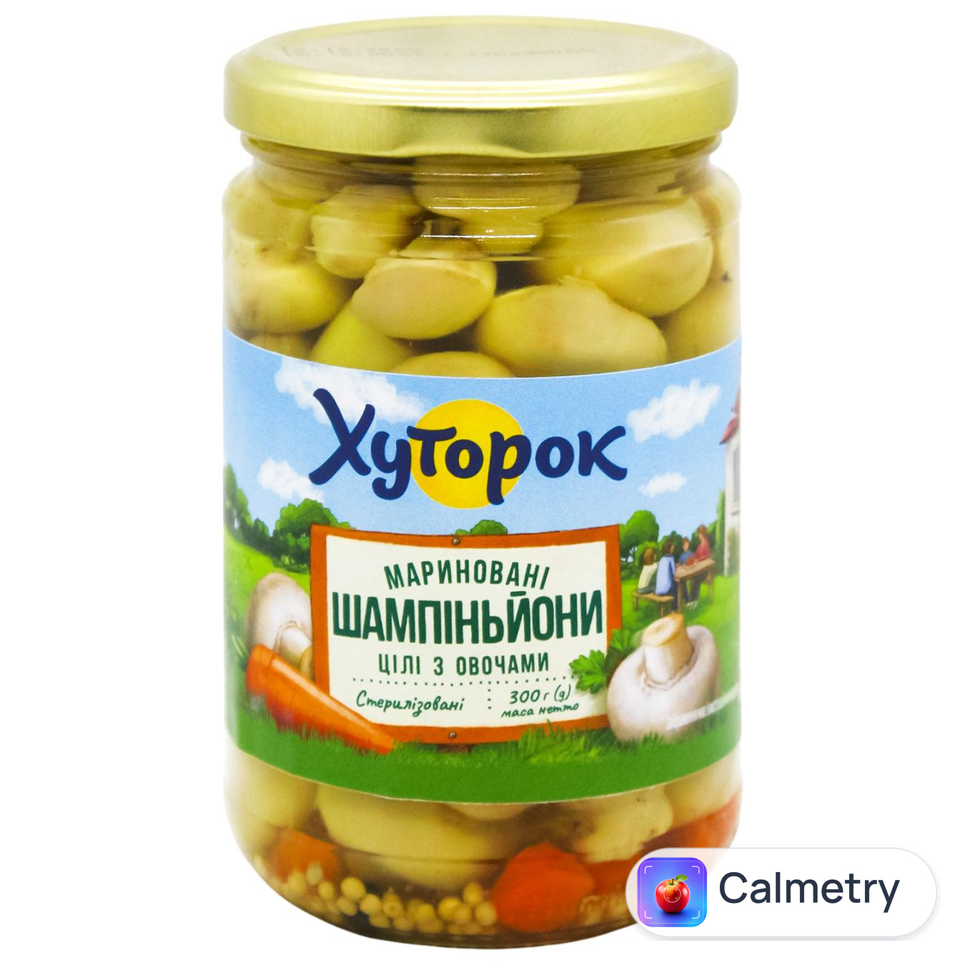 Шампіньйони Хуторок цілі з овочами мариновані 300г
