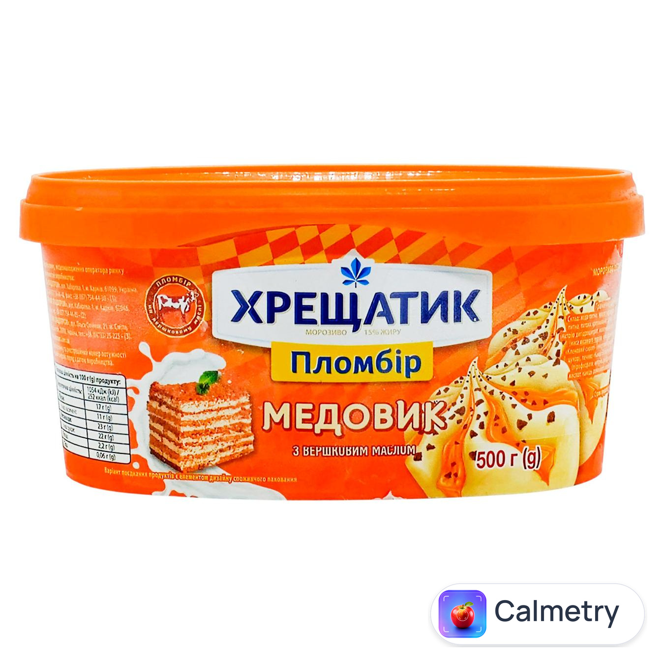 Морозиво пломбір Хрещатик Медовик 500г — фото продукту