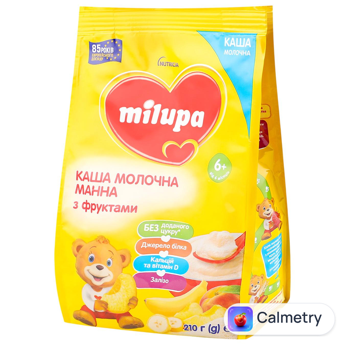 Каша молочна Milupa суха швидкорозчинна манна з фруктами 210г — фото продукту