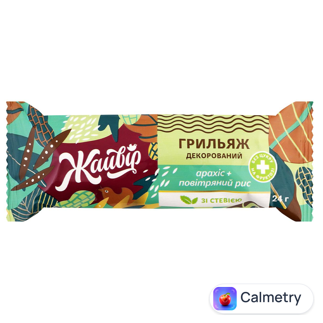 Грильяж Жайвір Повітряний рис+арахіс на фруктозі 24г