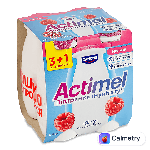 Продукт кисломолочний Actimel малина 1,4%, пляшка, 4*100г