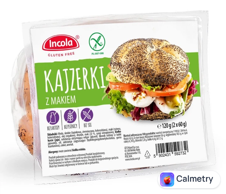 Булочки білі без глютену з насінням маку Кайзерки INCOLA 120 г