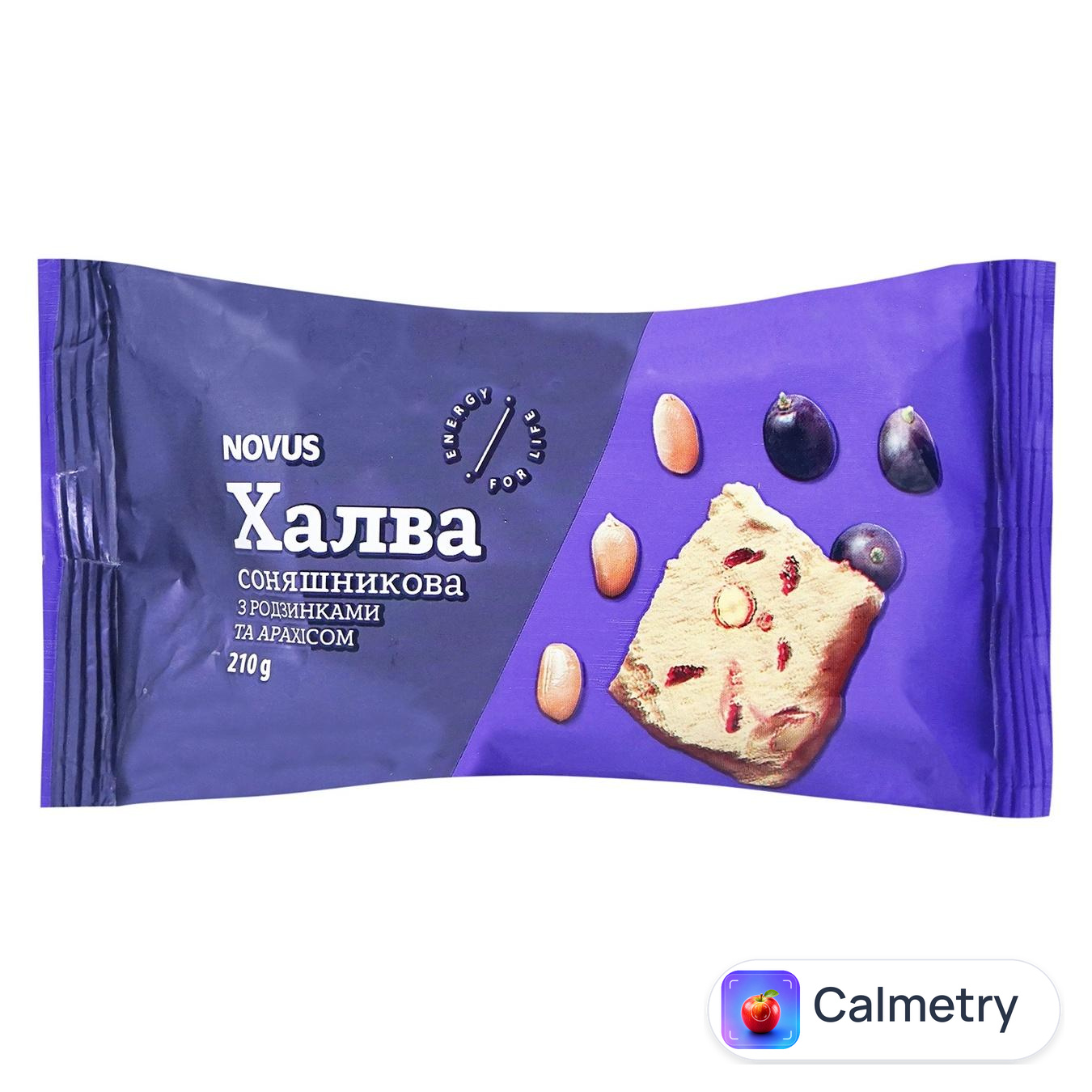 Халва cоняшникова Novus з родзинками та арахісом 210г — фото продукту
