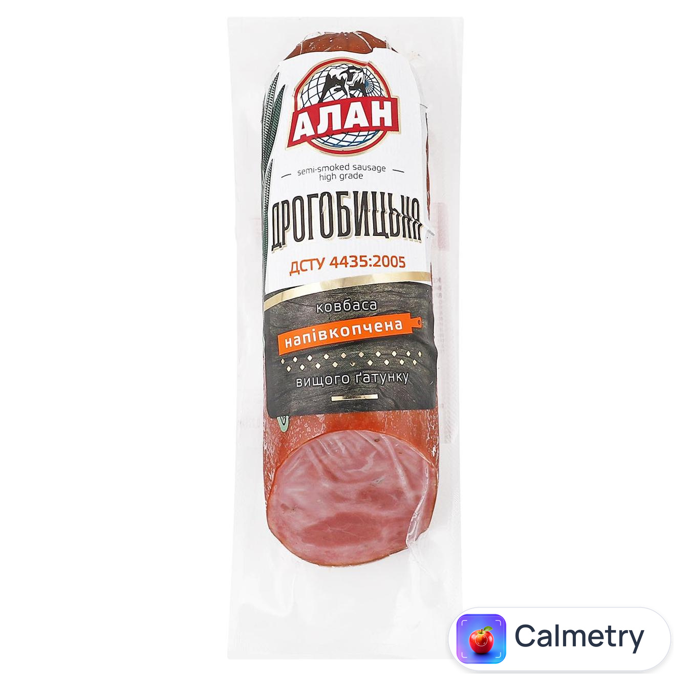 Ковбаса Алан Дрогобицька напівкопчена половина вищий сорт — фото продукту