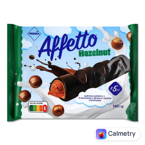 Батончик PREMIA Affetto вафельний з начинкою з тертим фундуком 100г