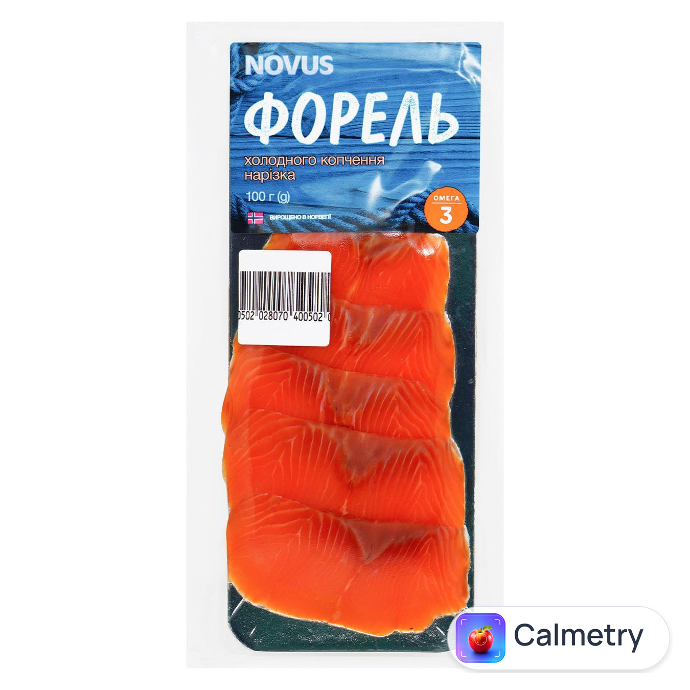Форель Novus нарізана холодного копчення 100г — фото продукту