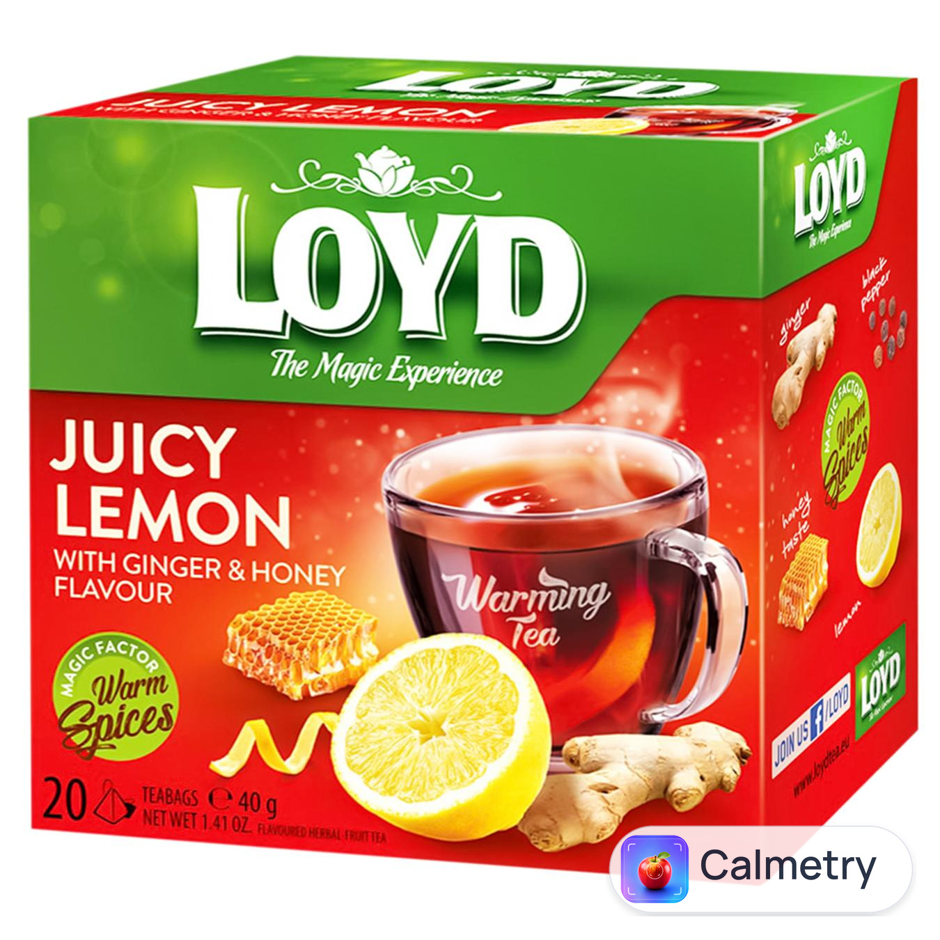 Чай трав'яний Loyd Warming Tea лимон з імбиром і медом 2г*20шт — фото продукту